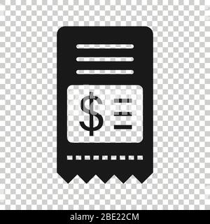 Money check icon in flat style. Checkbook vector illustration on white isolated background. Finance voucher business concept. Stock Vector