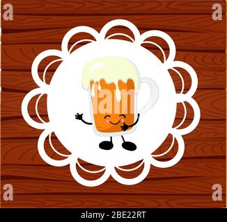 beer happiness logo and icon. glass of hop. Stock Vector