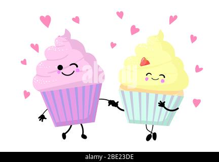 Vector illustration of various cartoon style pieces of cake.. Stock Vector
