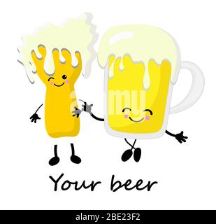 beer in a mug and a glass. light wheat fresh Stock Vector