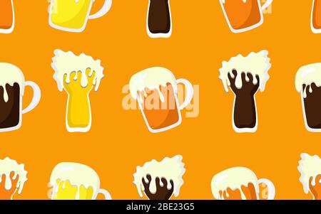 Seamless beer pattern. Oktoberfest background. Saint Patrick design.. Stock Vector