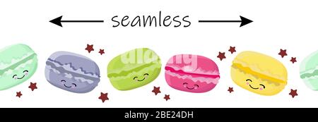 SEAMLESS seamless pattern SWEETS MACARUNES OF VARIOUS COLOR. Stock Vector