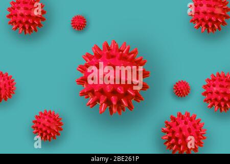 Abstract coronovirus molecule on a green background. Coronovirus spread concept. Stock Photo