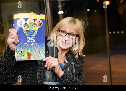 Vida Vencienė (Mogenytė) is a former cross-country skier who represented the Soviet Union and later Lithuania from 1988 to 1994. She won a gold medal Stock Photo