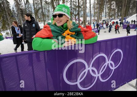 Vida Vencienė (Mogenytė) is a former cross-country skier who represented the Soviet Union and later Lithuania from 1988 to 1994. She won a gold medal Stock Photo