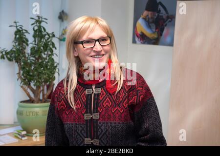 Vida Vencienė (Mogenytė) is a former cross-country skier who represented the Soviet Union and later Lithuania from 1988 to 1994. She won a gold medal Stock Photo