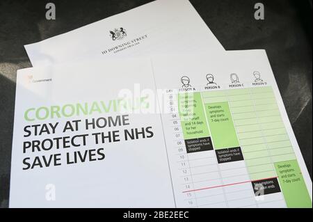 Coronavirus Leaflet. Information leaflet sent to every UK household with a letter from the Prime Minister Boris Johnson.