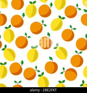 Lemons and oranges, grapefruits tropical fruits seamless pattern Stock Vector