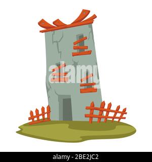 Old tower or building for living, abandoned house Stock Vector