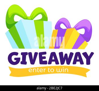 Giveaway enter to win, banner for social media Stock Vector