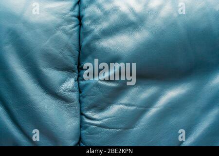 Blue leather texture creased and crumpled Stock Photo
