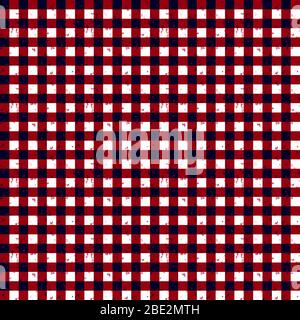 Gingham Classic Style Red and White Seamless Pattern With Speckled Effect Stock Photo