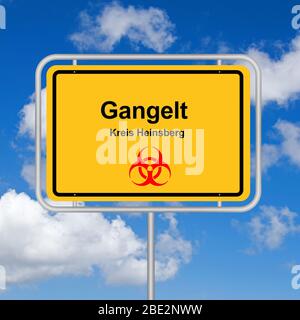 Ortsschild, Heinsberg, Gangelt, Biohazard, Corona-Hochburg, Ortsschild, Heinsberg, Gangelt, Biohazard, Corona-Hochburg,