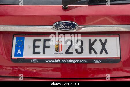 Austrian Car Number Registration Plate Stock Photo Alamy