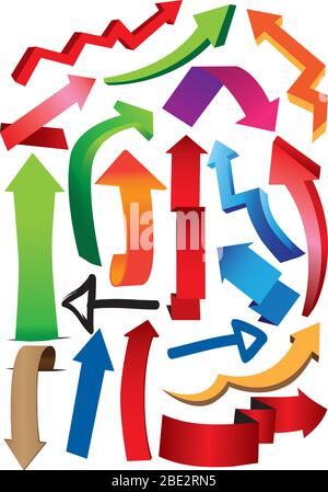 A set of vector illustrate arrows in different directions. Stock Vector