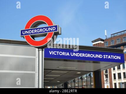 Victoria underground station in London. Stock Photo