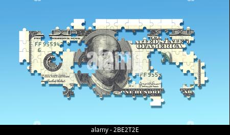 An image of a 100 dollar puzzle Stock Photo