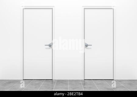 3d rendering of two typical white doors Stock Photo