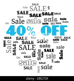 Illustration of a 40 percent sale text cloud Stock Photo