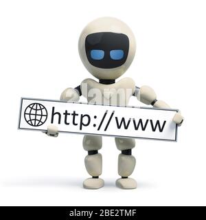 3d illustration of a robot with internet sign Stock Photo