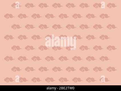 Vector illustration of Chinese style cloud design pattern in pale orange for wallpaper Stock Vector