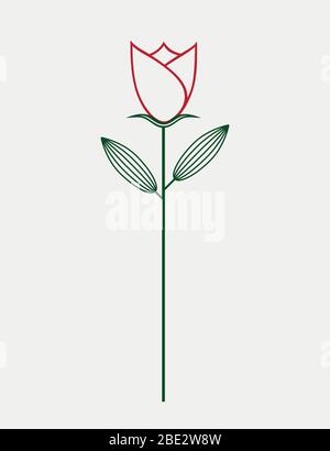 Detailed red rose, symbol for gift, wedding, love or friendship, vector illustration logo with copy space Stock Vector