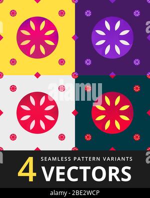 Seamless beautiful geometry pattern with gradient colours in four different variants. Stock Vector