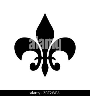 Fleur de lis, heraldic decorative lily icon, black and white vector illustration symbol Stock Vector