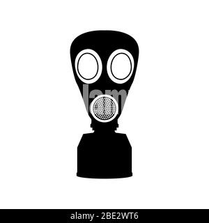 Gas mask silhouette, black minimalist flat vector illustration icon Stock Vector