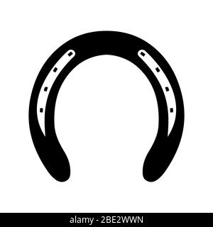 Horse shoe, black minimalist flat vector illustration icon, symbol for farm, luck, horse sport and blacksmith Stock Vector