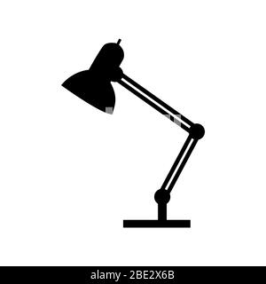 Office lamp silhouette, black and white vector illustration, symbol for work or study Stock Vector