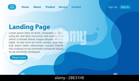 Abstract Landing Page Template, Colorful Landing Page Background, Website Page Template, Blue Website Backgrounds Stock Vector