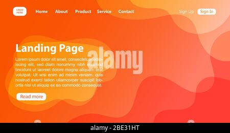Abstract Landing Page Template, Colorful Landing Page Background, Website Page Template, Orange Website Backgrounds Stock Vector