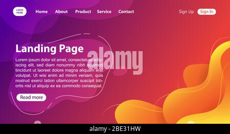 Abstract Landing Page Template, Colorful Landing Page Background, Website Page Template, Purple Website Backgrounds Stock Vector