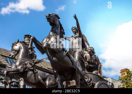 Boudicca and Her Daughters Statue by Thomas Thornycroft, Westminster Pier, London Stock Photo
