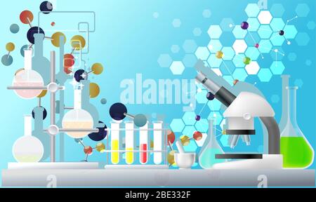an abstract view of a test laboratory with Science design on background Stock Vector