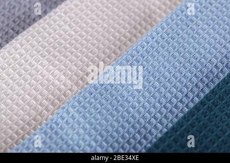 Blue grey and white cotton kitchen towels, horizontal Stock Photo