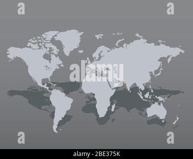 Gray similar world map blank for infographic on dark background. Vector illustration Stock Vector