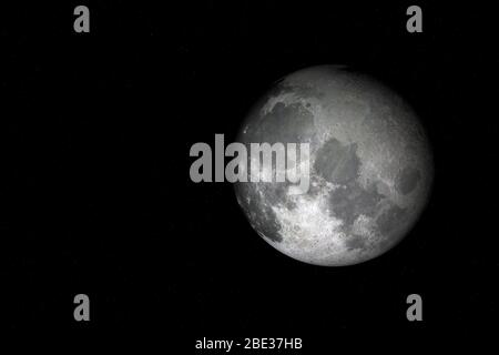 3D rendering of the full moon. Stock Photo