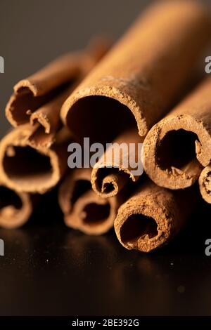 Cinnamon sticks close up photo Stock Photo