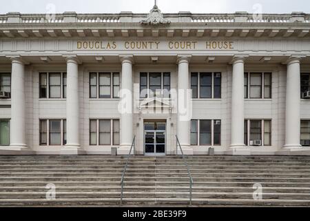 Roseburg, Oregon, USA - November 10, 2018: The entrance to the Douglas County Courthouse Stock Photo