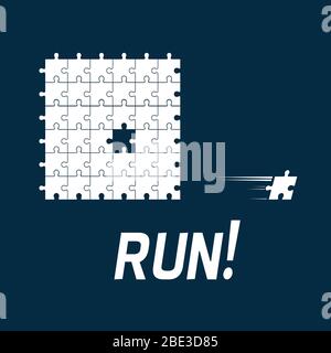 Social poster. Escape one puzzle from the puzzle system. Stock Vector