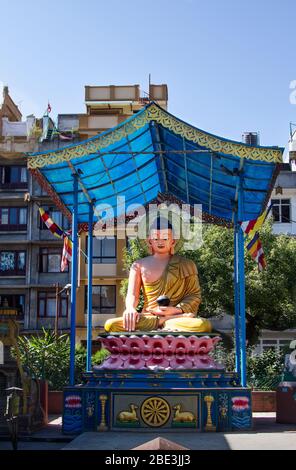 Nepal, Kathmandu, Patan, Street, Buddha, Statue, Giant, Lotus, Buddhism, Garden Stock Photo