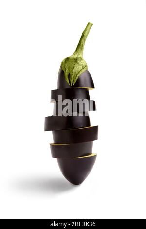 Sliced eggplant or aubergine vegetable isolated on white Stock Photo