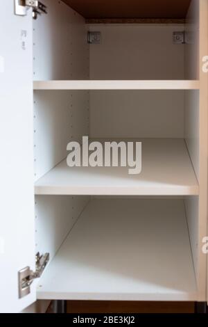 Empty kitchen cabinet showcasing corona crisis leading to shortage of food,Sweden Stock Photo