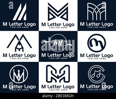 Modern and creative M letter logo design.Letter M black and white logo. Stock Vector