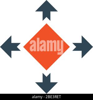 Delivery logistic package with four arrows in different directions. Stock Vector illustration isolated on white background. Stock Vector