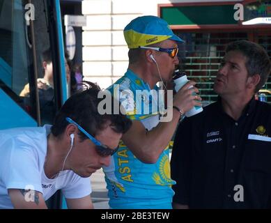 Andreas Kloden and Alexandre Vinokourov during the Tirreno Adriattico 2007, Stage 5 cycling race, Civitanova Marche - Civitanova Marche Alta (ITT) (20.5 km ) on March 18, 2007 in Civitanova Marche,Italie - Photo Laurent Lairys / DPPI Stock Photo