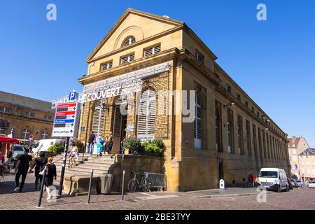 Metz, France - August 31, 2019: View of the Covered Market from the Metz Cathedral forecourt, Lorraine, France Stock Photo