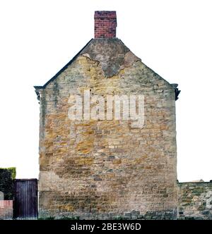 old yellow and brown sandstone wall made of blocks of irregular shape  background Stock Photo